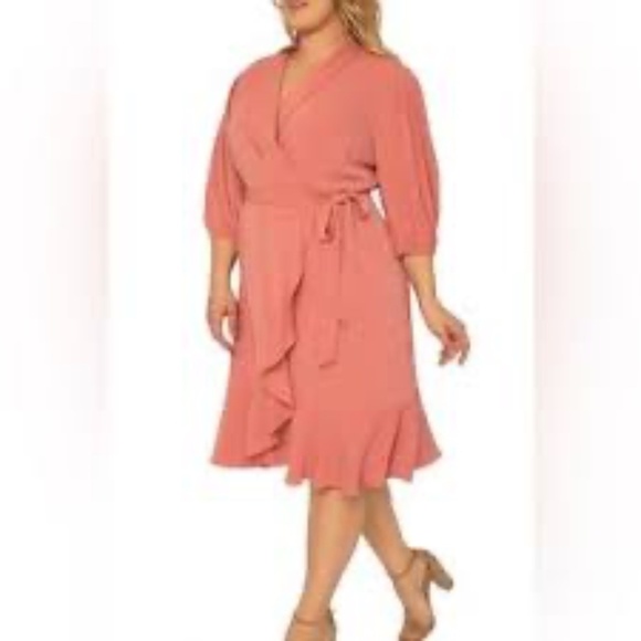 STANDARDS & PRACTICES Double Georgette Ruffles Wrap Midi Dress - Picture 3 of 14